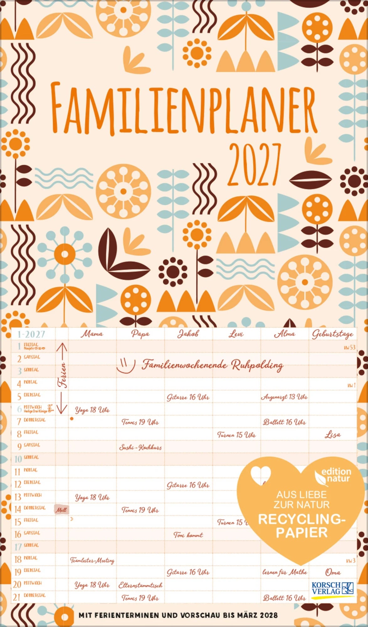 Familienplaner: Familienplaner Recyclingpapier 2027