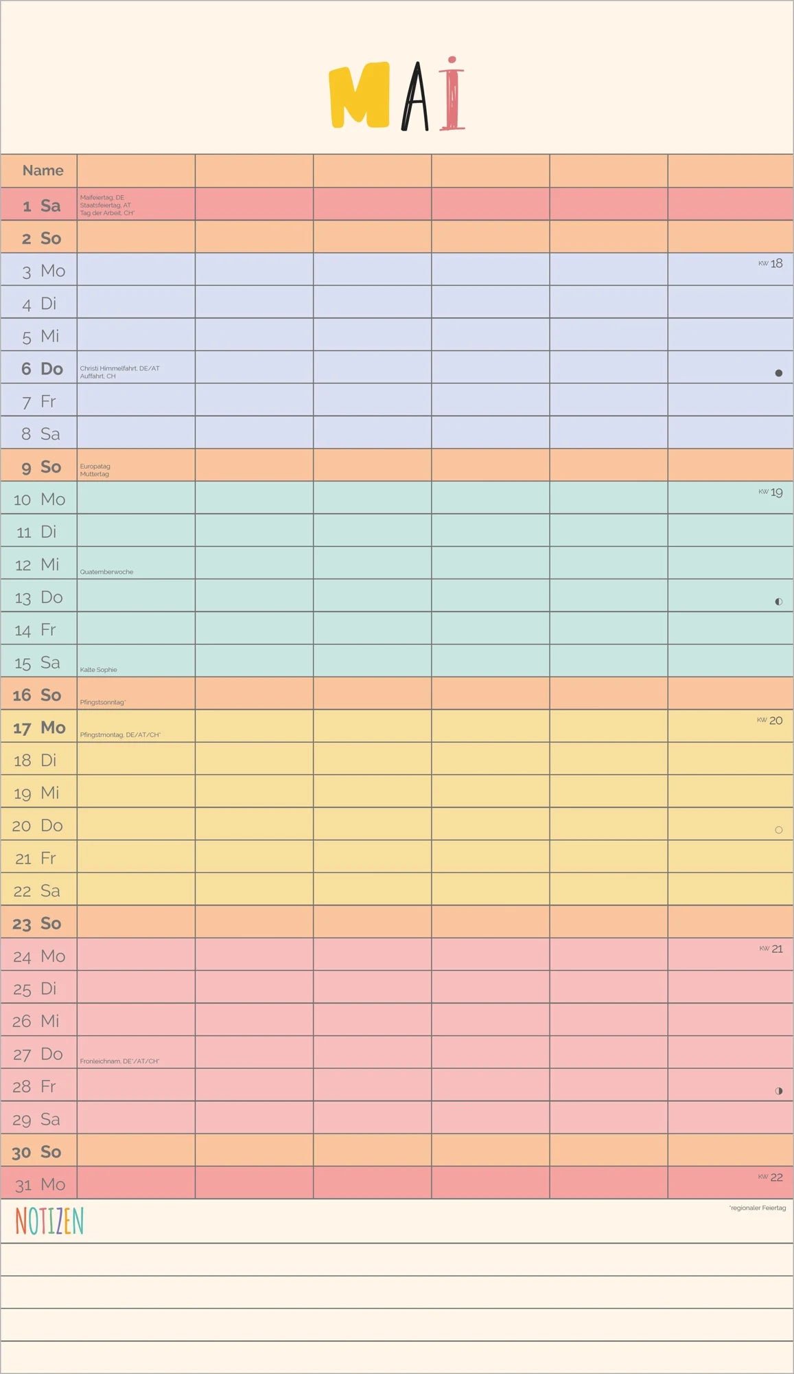 Familienplaner Unser buntes Jahr 2027 – Ansicht