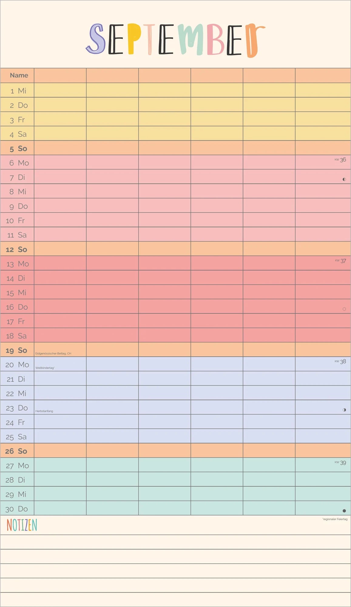 Familienplaner Unser buntes Jahr 2027 – Ansicht