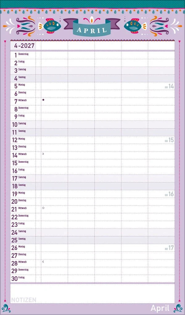Familienplaner Vintage 2027 – Ansicht
