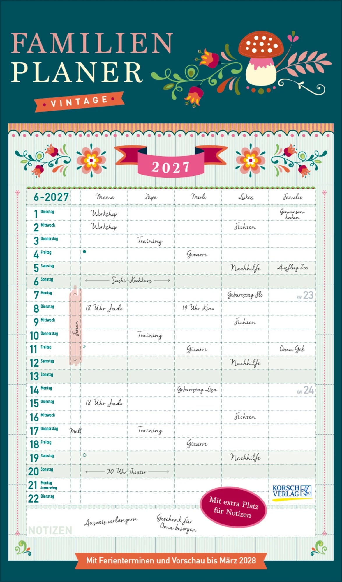 Familienplaner: Familienplaner Vintage 2027