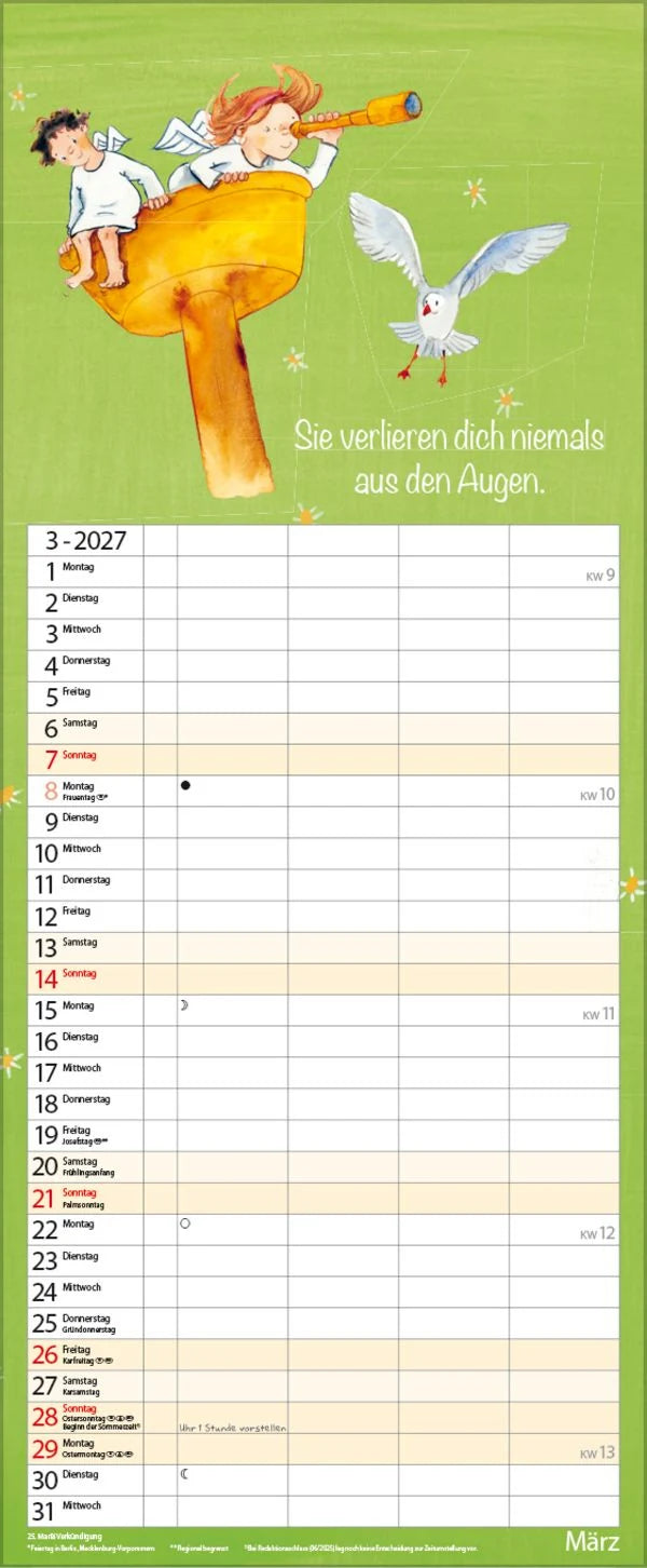Familientimer Schutzengel 2027 – Ansicht