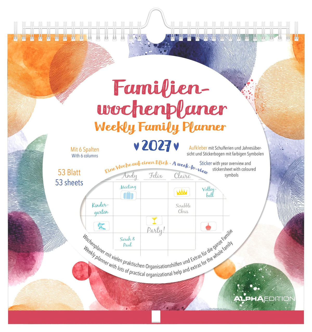 Taschenkalender: Familienwochenkalender Dots 2027