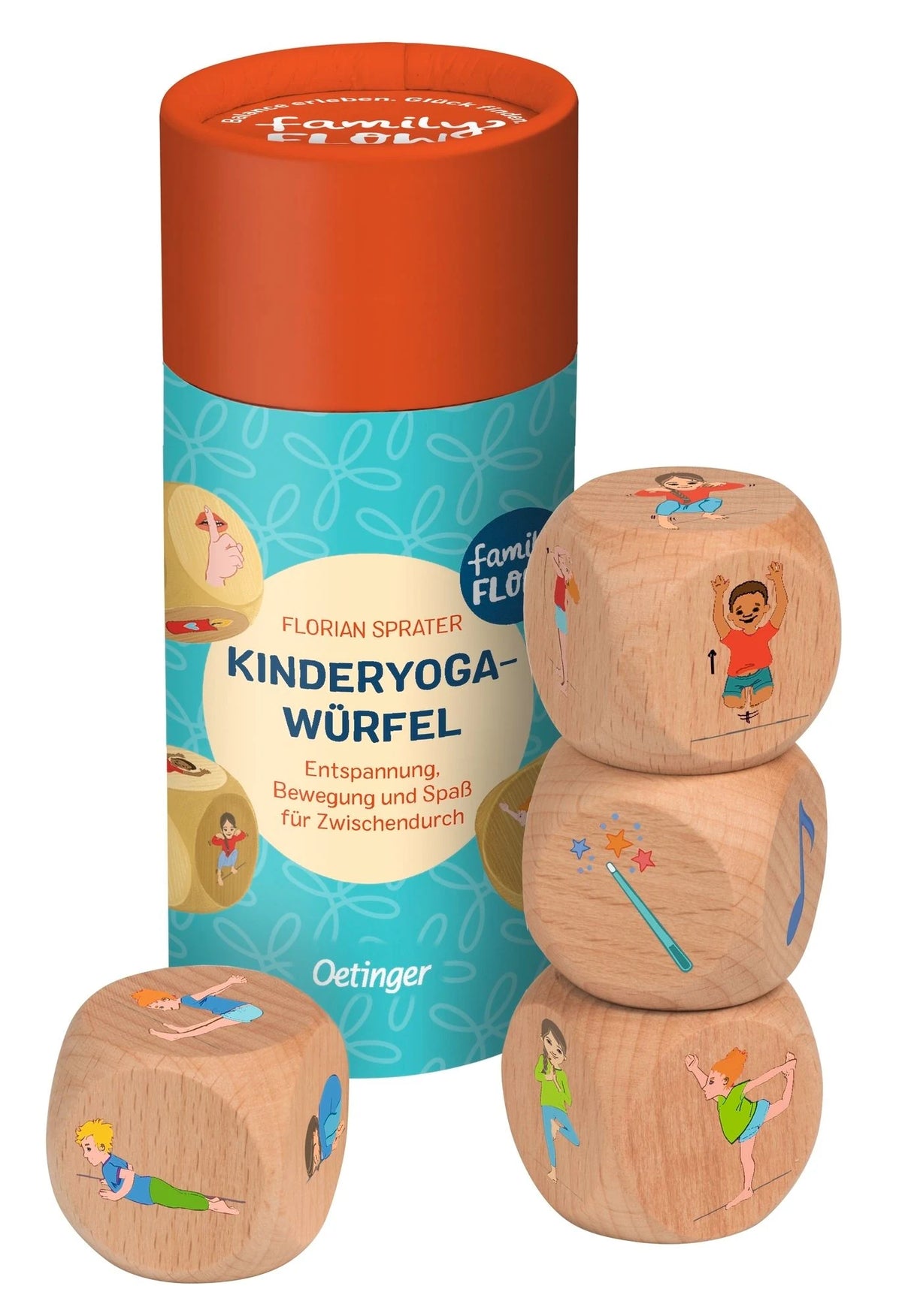 Gesellschaftsspiel: FamilyFlow. Kinderyoga-Würfel