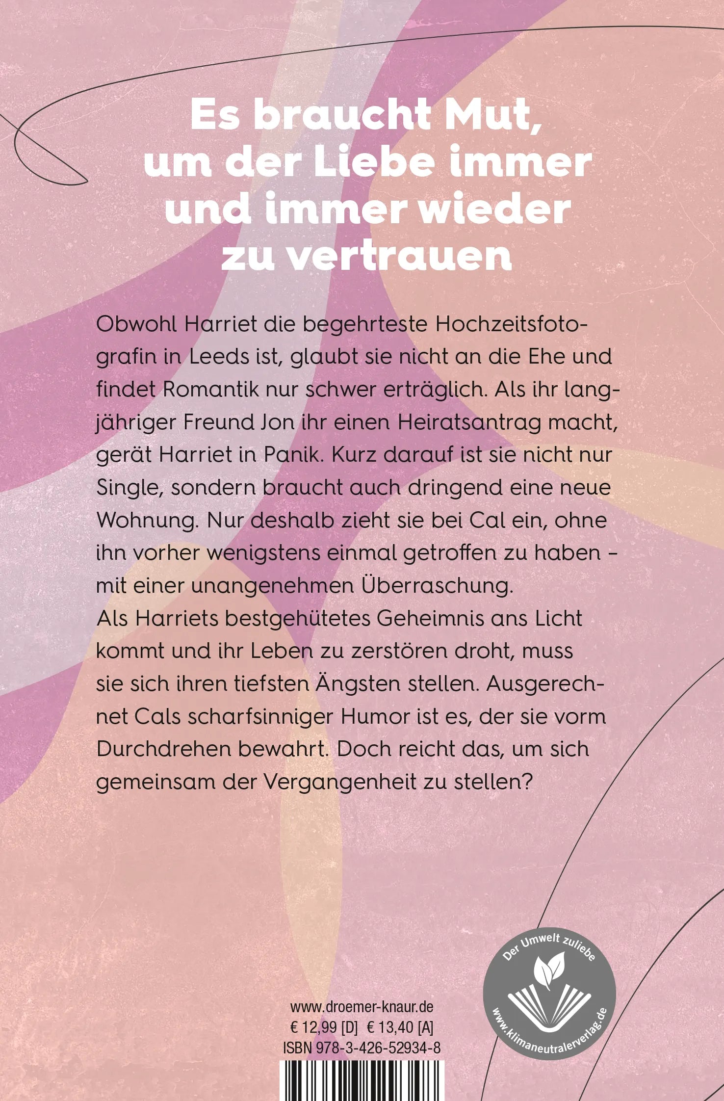Buchrückseite von 'Fang jetzt bloß nicht an zu lieben' mit Klappentext - Taschenbuch