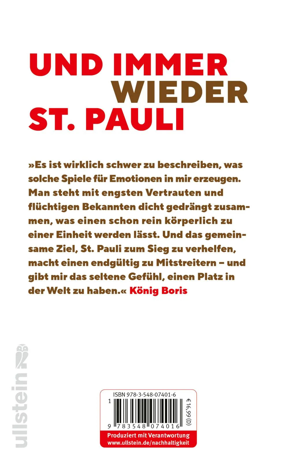 Buchrückseite von 'FC St. Pauli' mit Klappentext - Gebundene Ausgabe