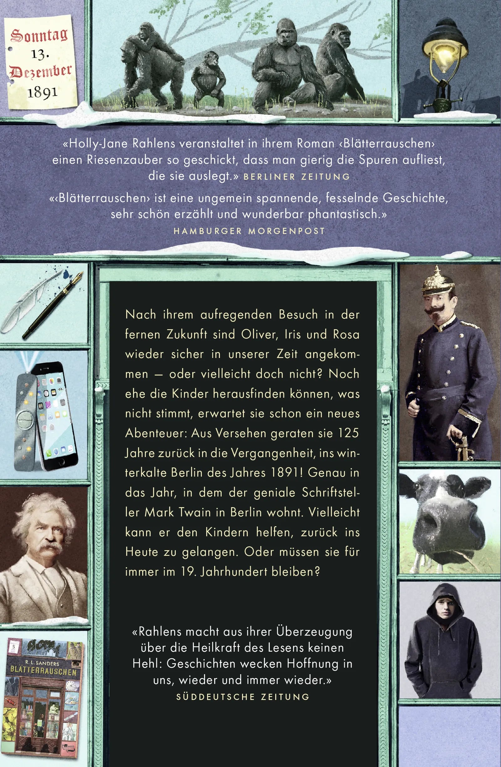 Buchrückseite von 'Federflüstern' mit Klappentext - Gebundene Ausgabe