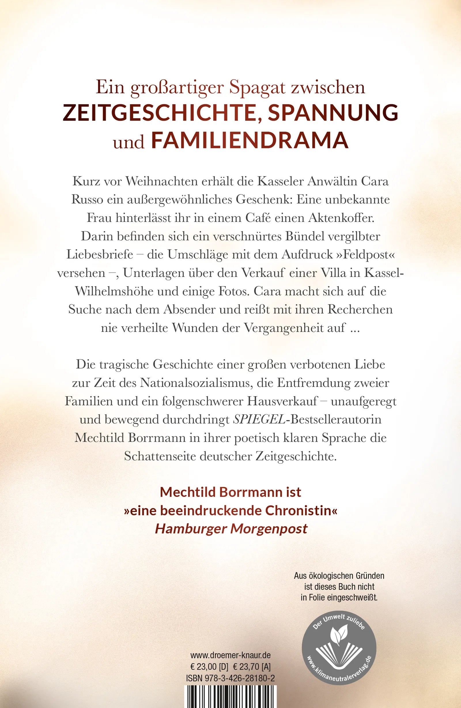 Buchrückseite von 'Feldpost' mit Klappentext - Gebundene Ausgabe