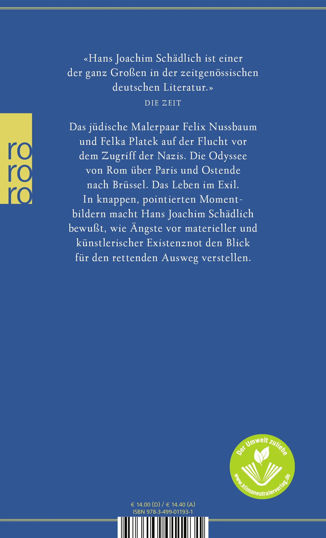 Buchrückseite von 'Felix und Felka' mit Klappentext - Taschenbuch