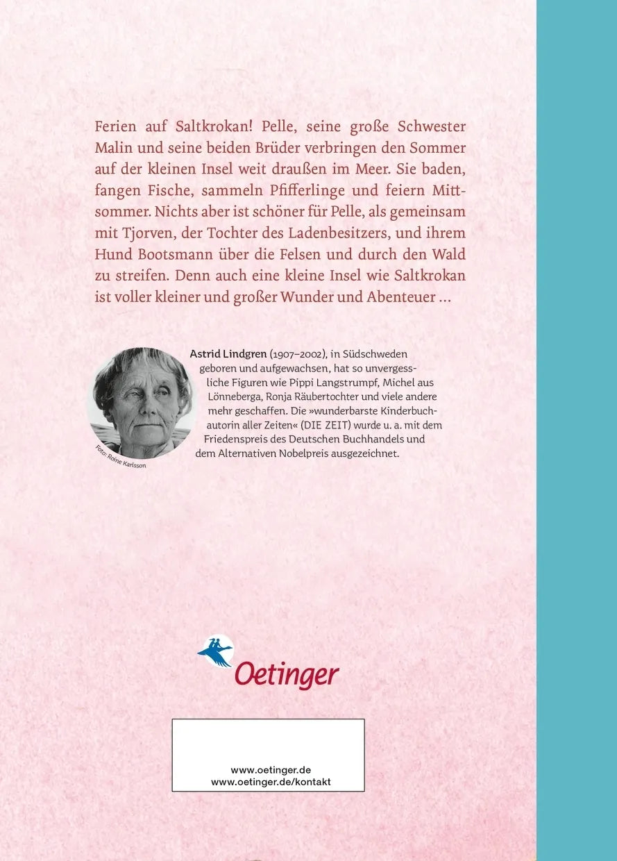 Buchrückseite von 'Ferien auf Saltkrokan' mit Klappentext - Gebundene Ausgabe