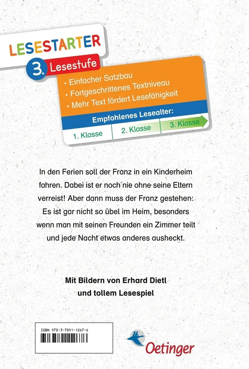 Buchrückseite von 'Feriengeschichten vom Franz' mit Klappentext - Gebundene Ausgabe
