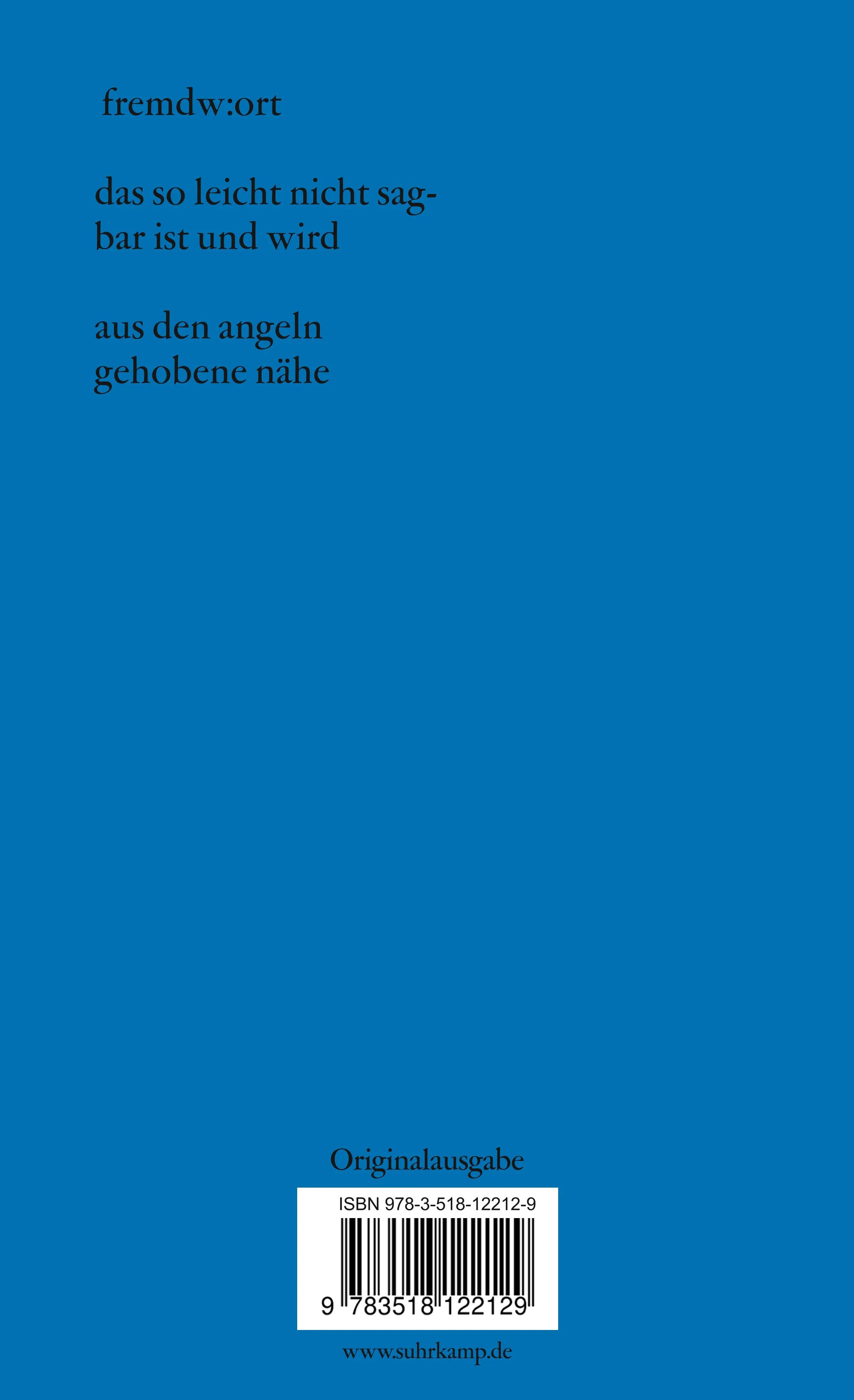 Buchrückseite von 'fernlautmetz' mit Klappentext - Taschenbuch