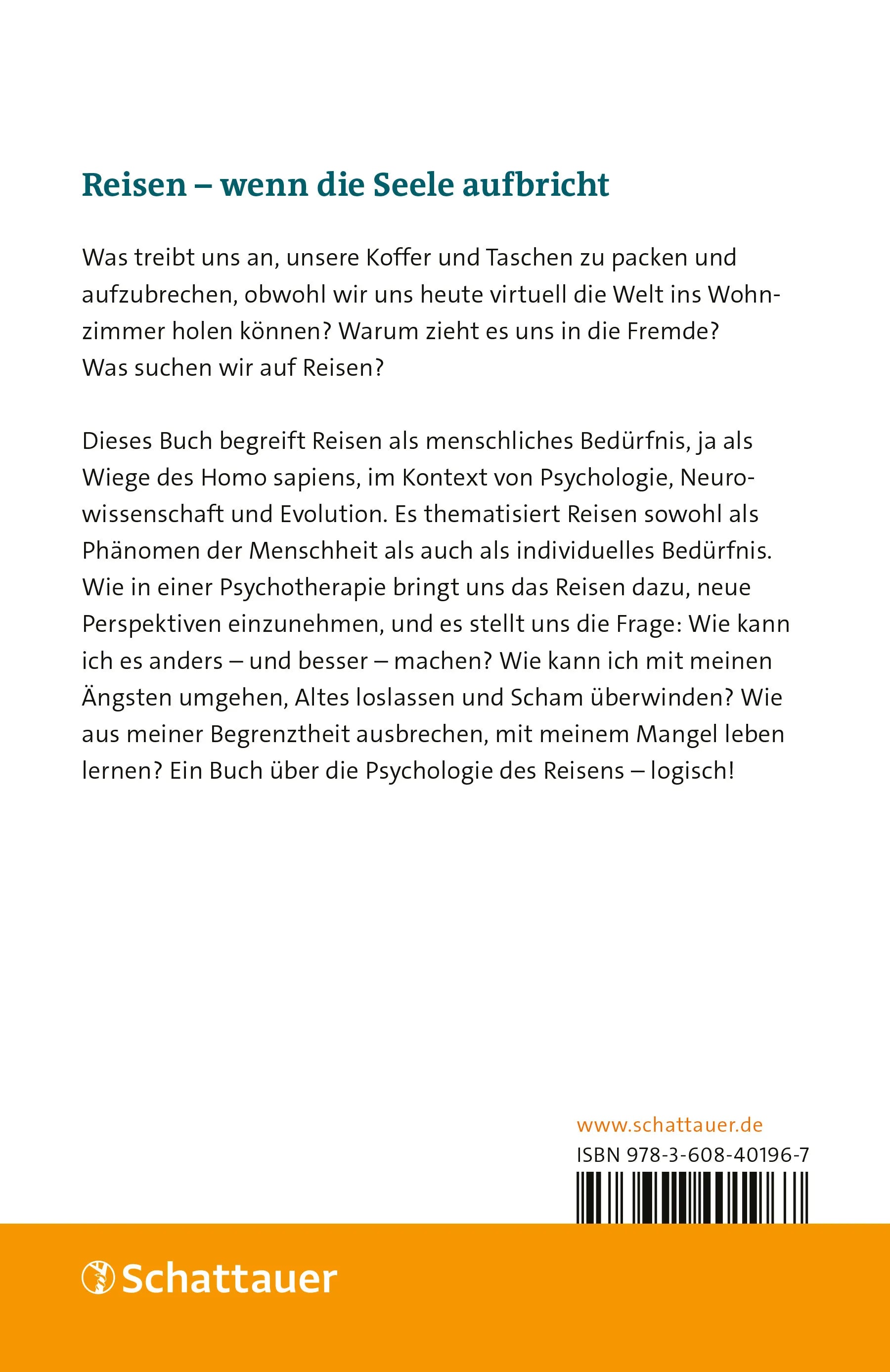 Buchrückseite von 'Fernweh' mit Klappentext - Paperback