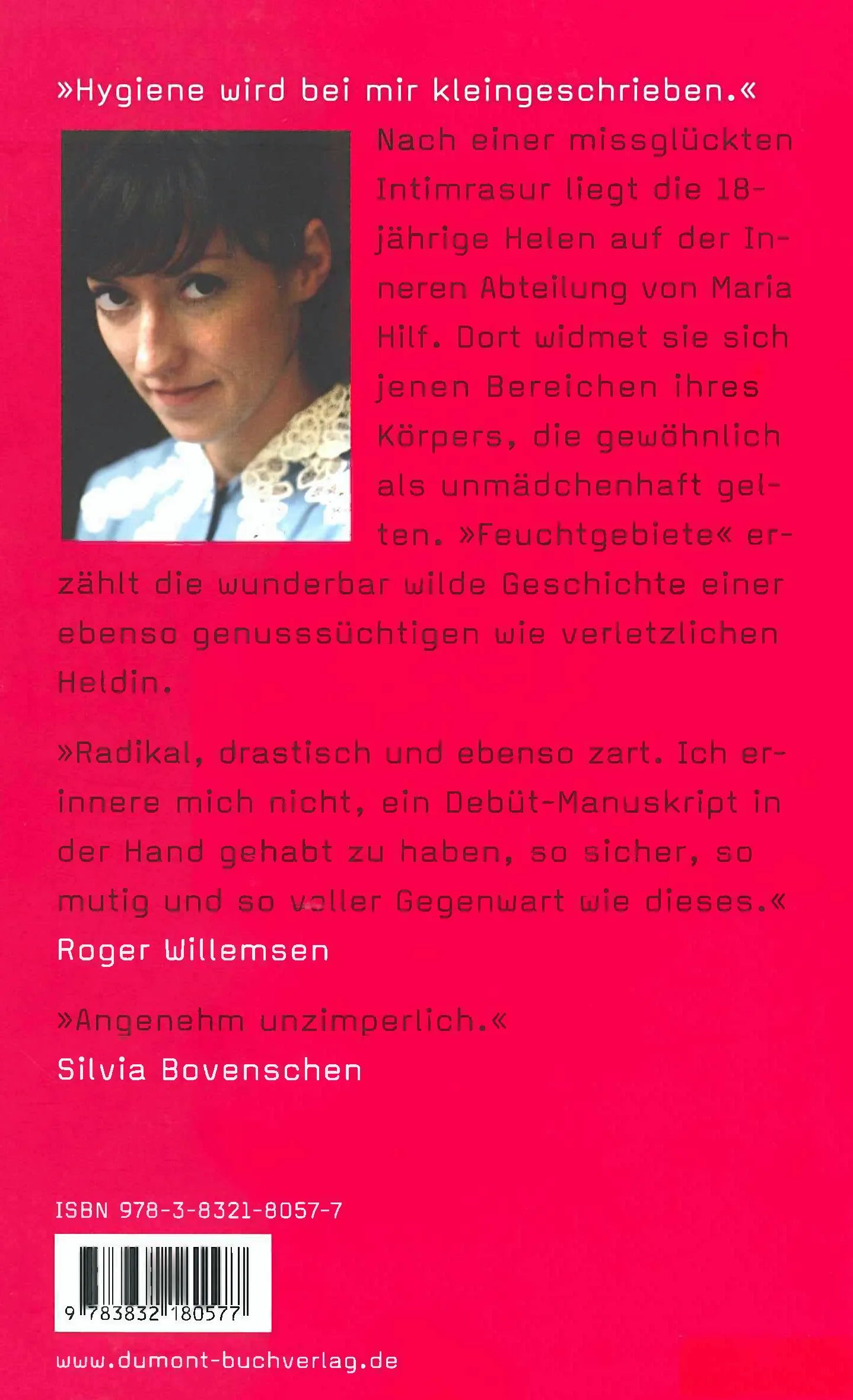 Buchrückseite von 'Feuchtgebiete' mit Klappentext - Paperback