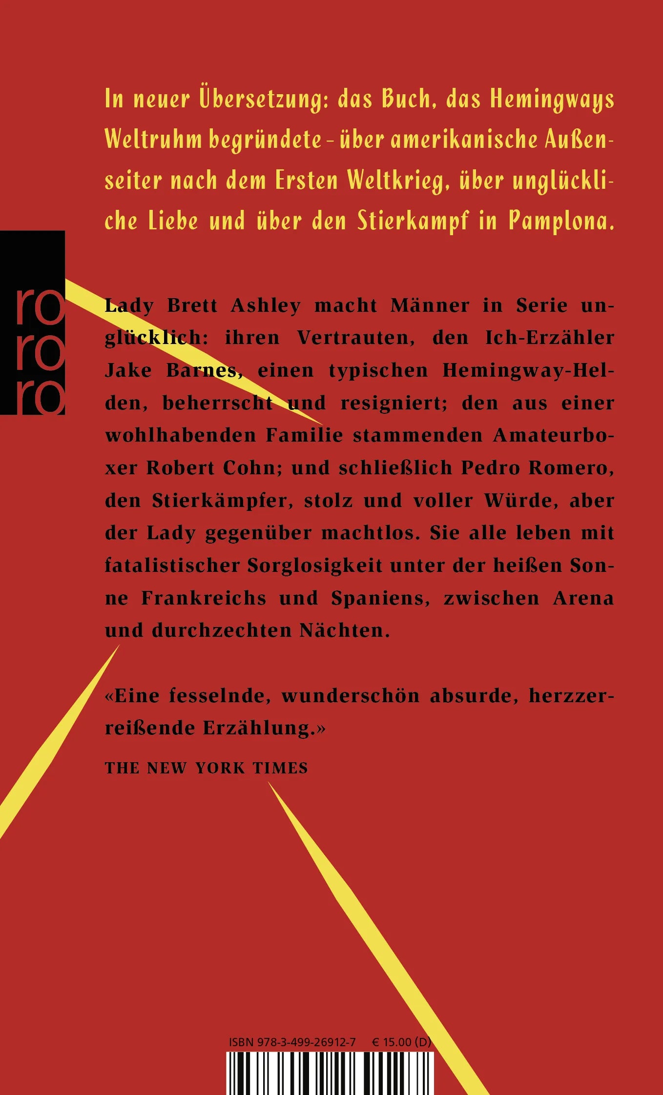 Buchrückseite von 'Fiesta' mit Klappentext - Taschenbuch