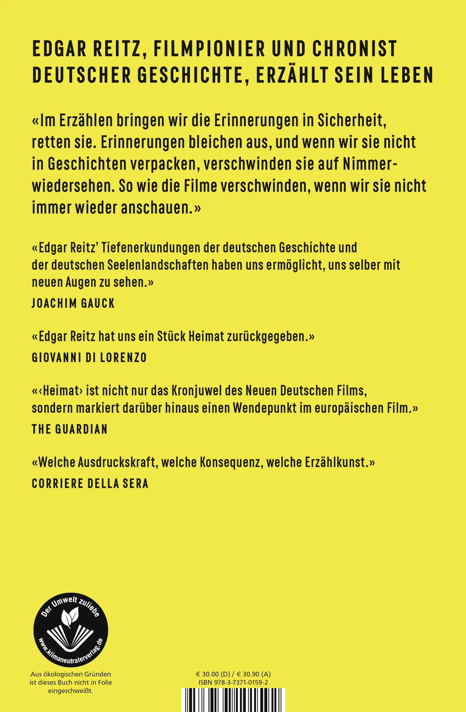 Buchrückseite von 'Filmzeit, Lebenszeit' mit Klappentext - Gebundene Ausgabe