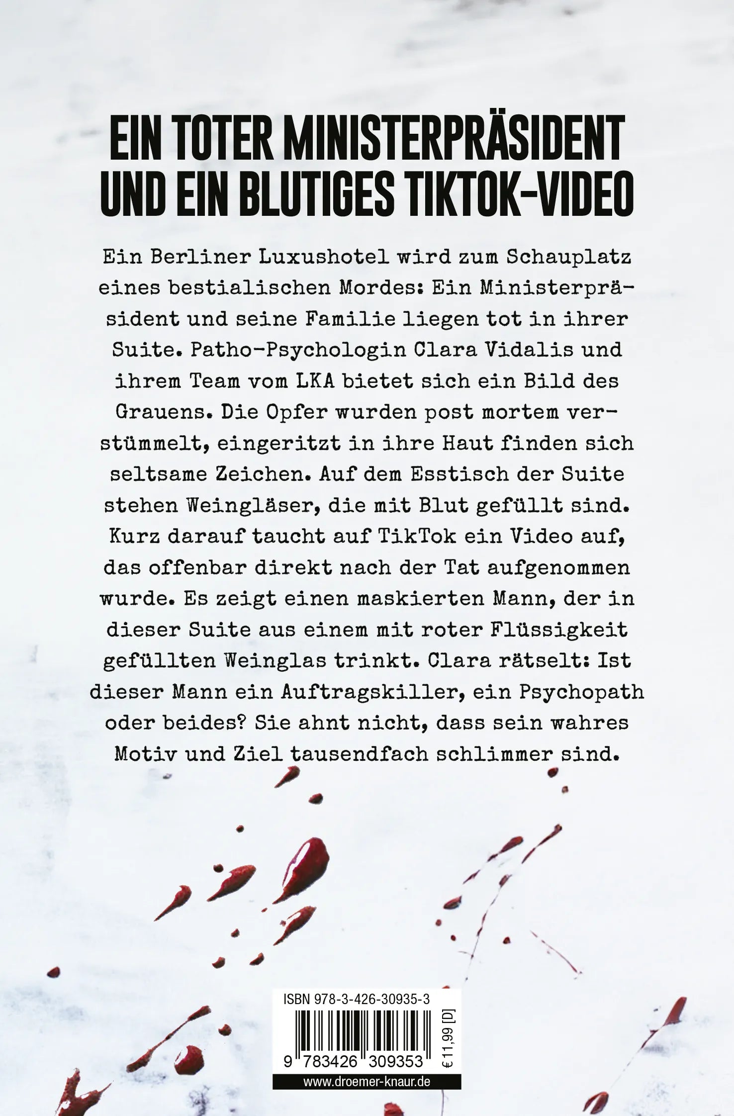 Buchrückseite von 'Final Blood' mit Klappentext - Taschenbuch