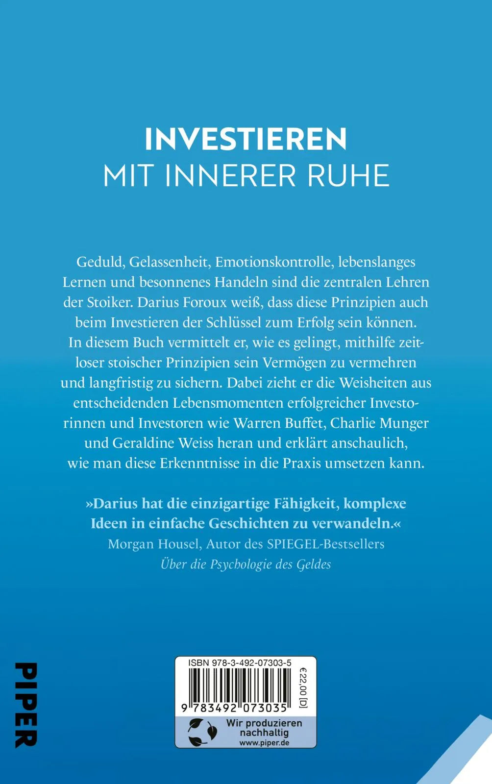 Buchrückseite von 'Finanziell erfolgreich wie ein Stoiker' mit Klappentext - Gebundene Ausgabe