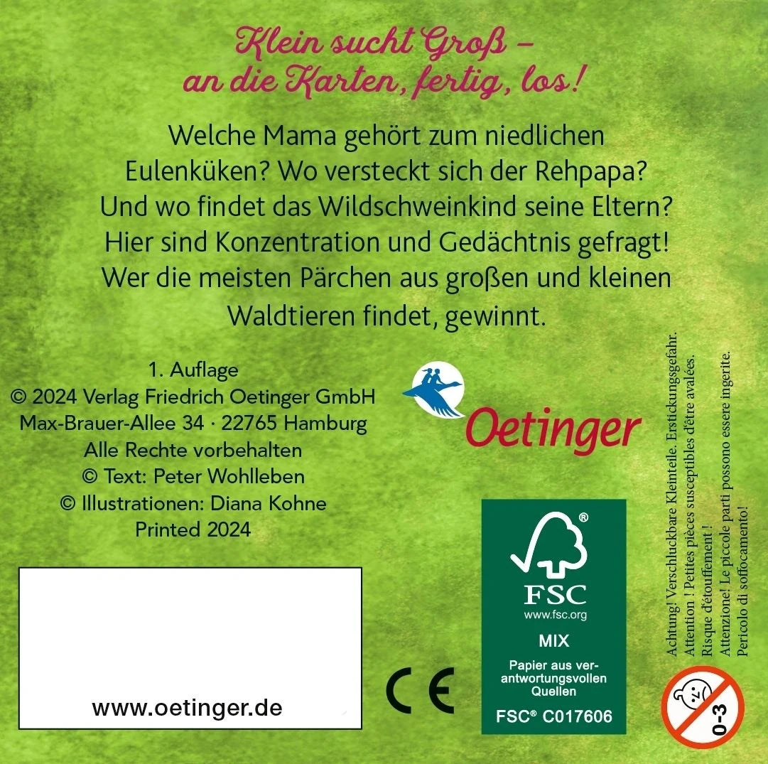 Finde die Tierbabys. Ein Memo aus dem Wald für Kinder ab 3 Jahren – Ansicht