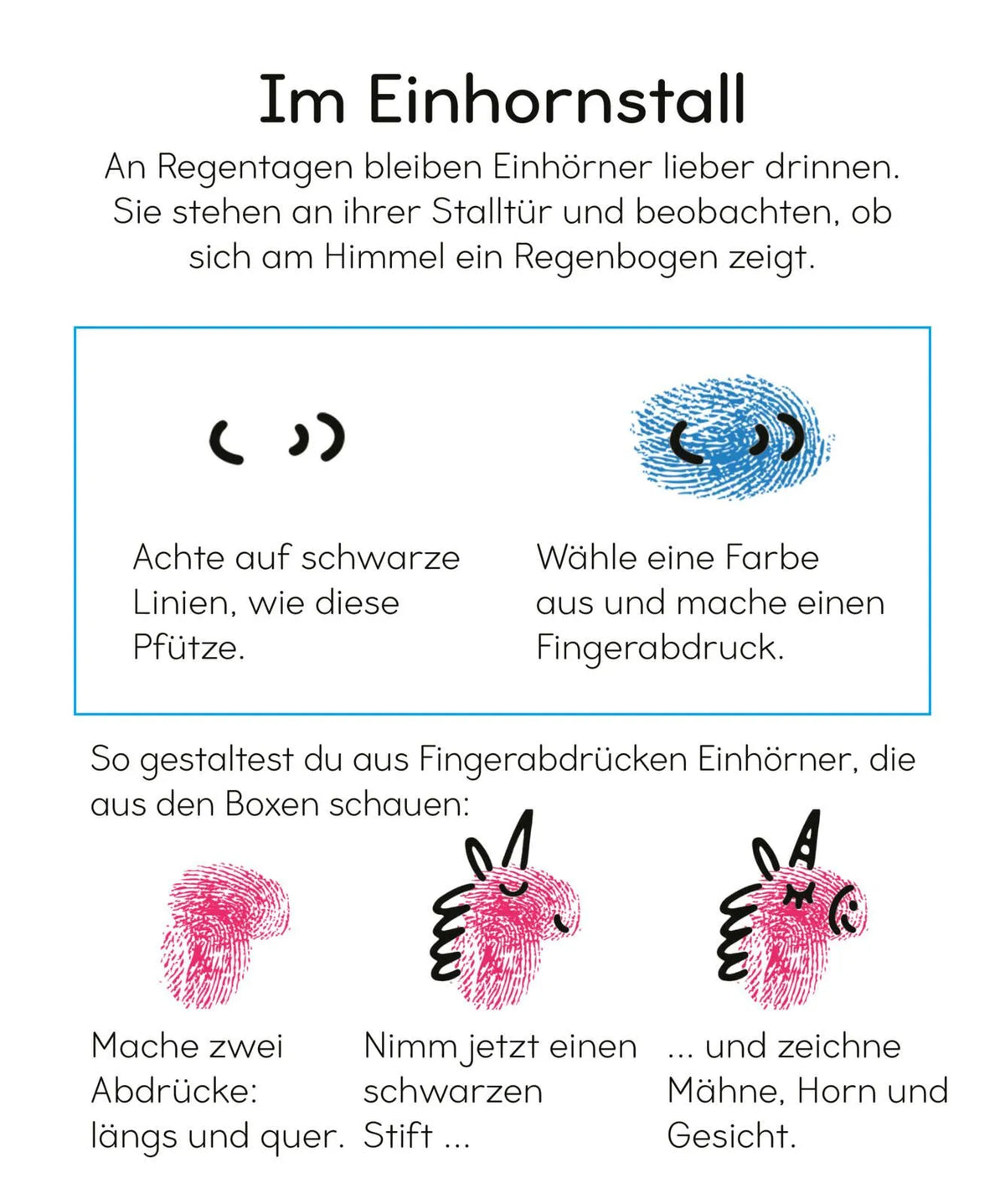 Detailansicht: Fingerstempeln: Einhörner (Taschenbuch)