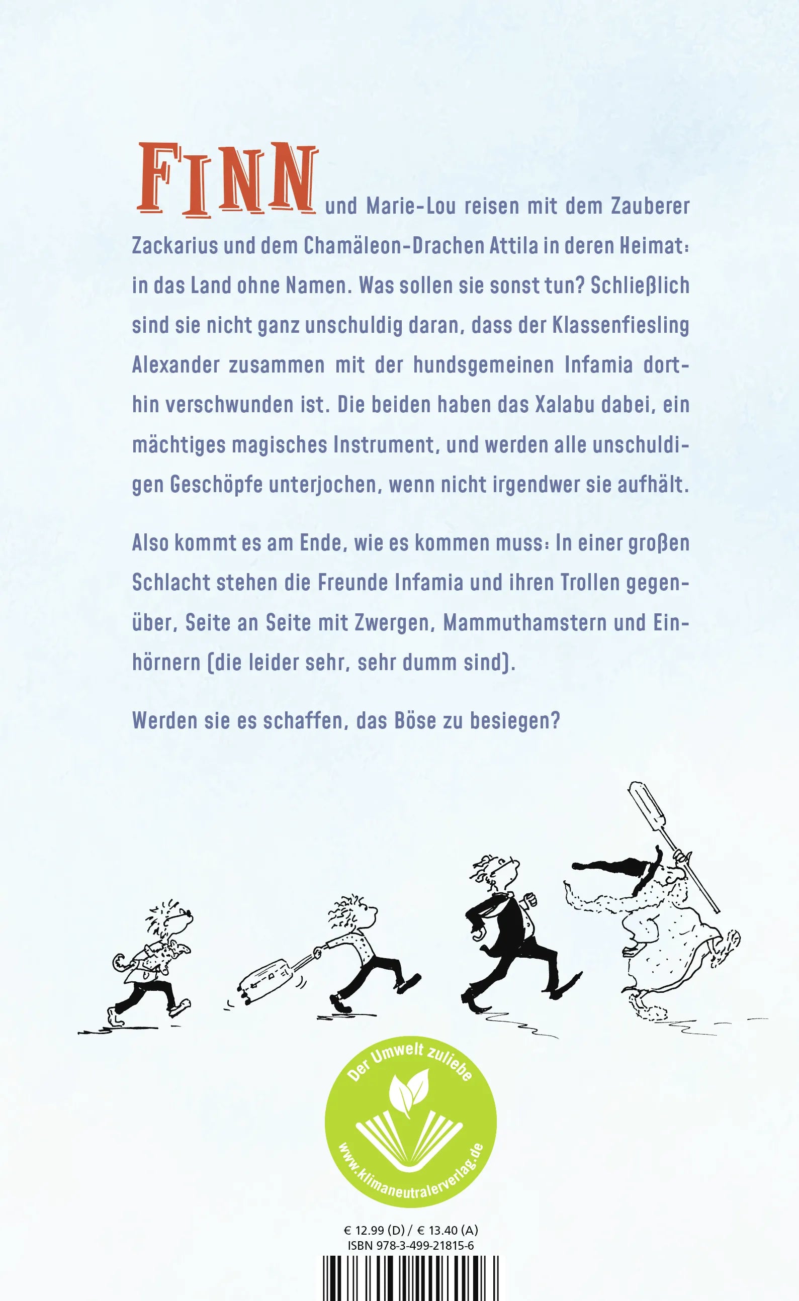 Buchrückseite von 'Finns fantastische Freunde: Trollalarm und Mammuthamster' mit Klappentext - Gebundene Ausgabe