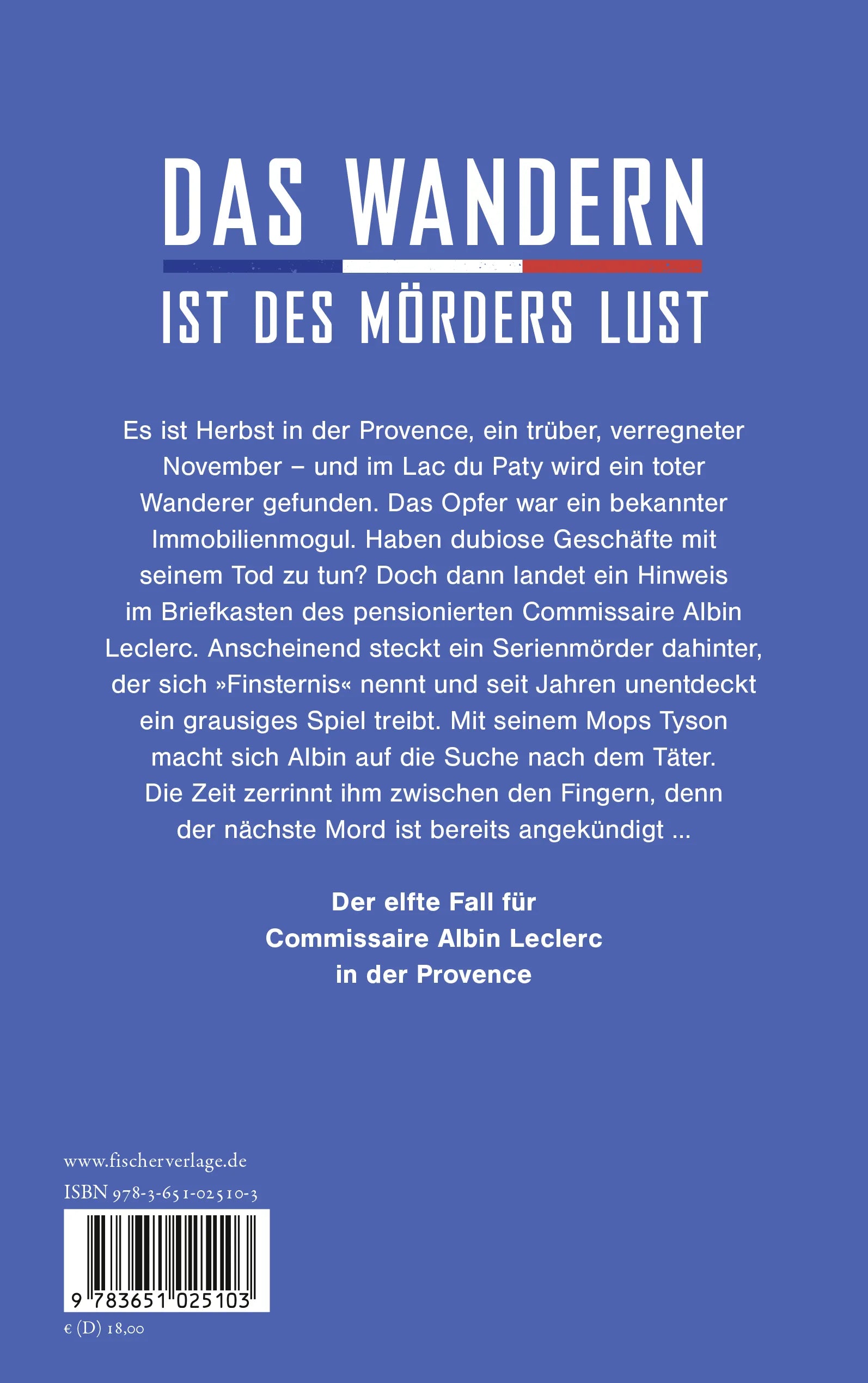 Buchrückseite von 'Finstere Provence' mit Klappentext - Paperback