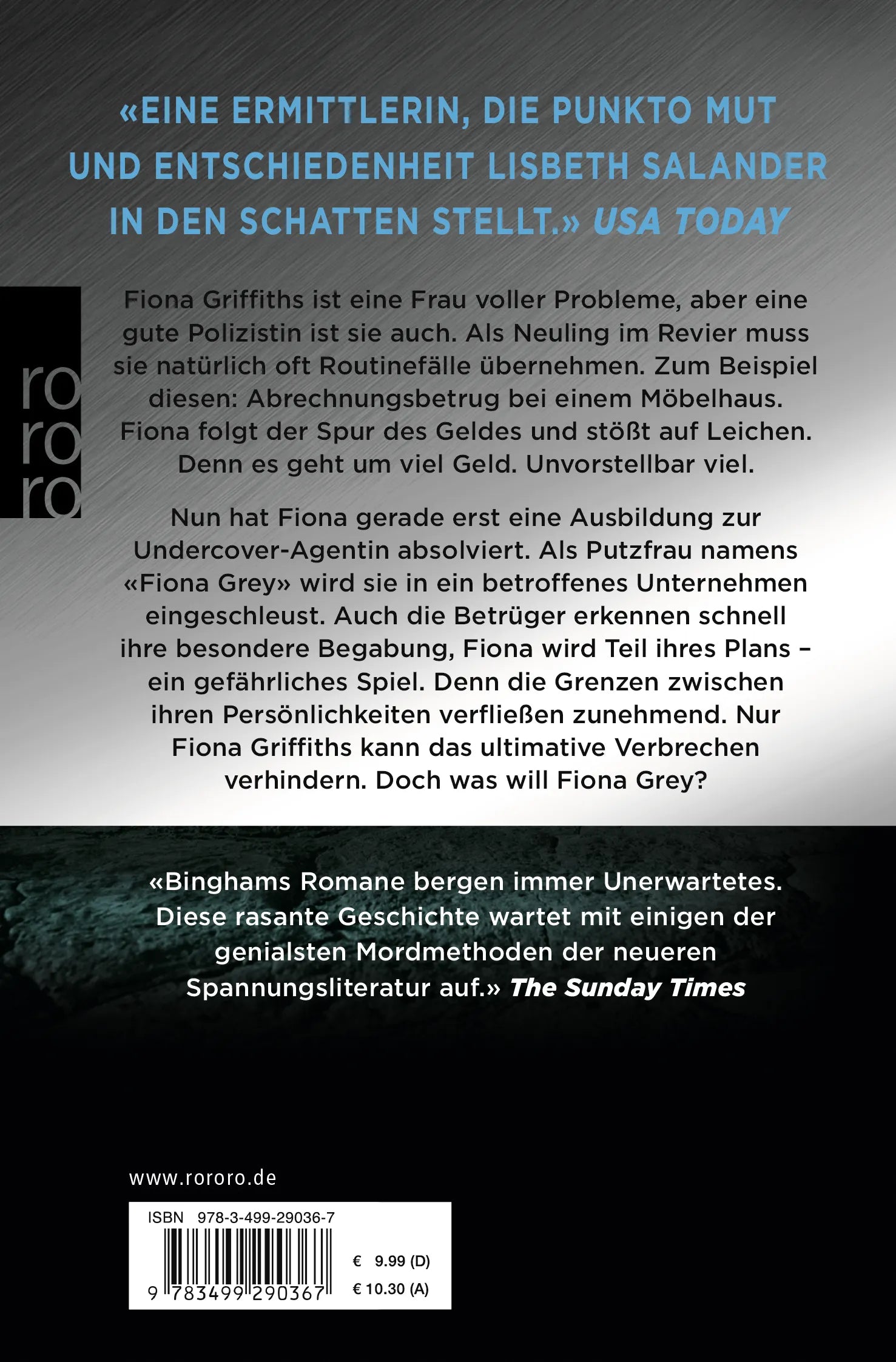 Buchrückseite von 'Fiona: Als ich tot war' mit Klappentext - Taschenbuch
