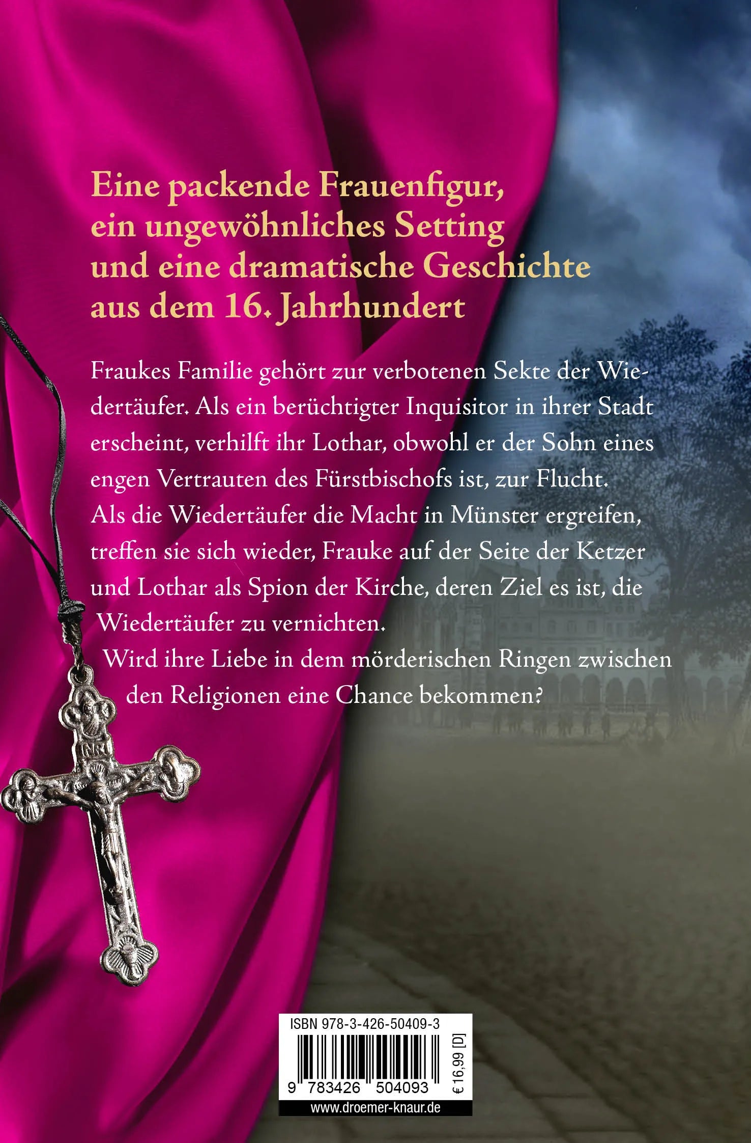 Buchrückseite von 'Flammen des Himmels' mit Klappentext - Taschenbuch