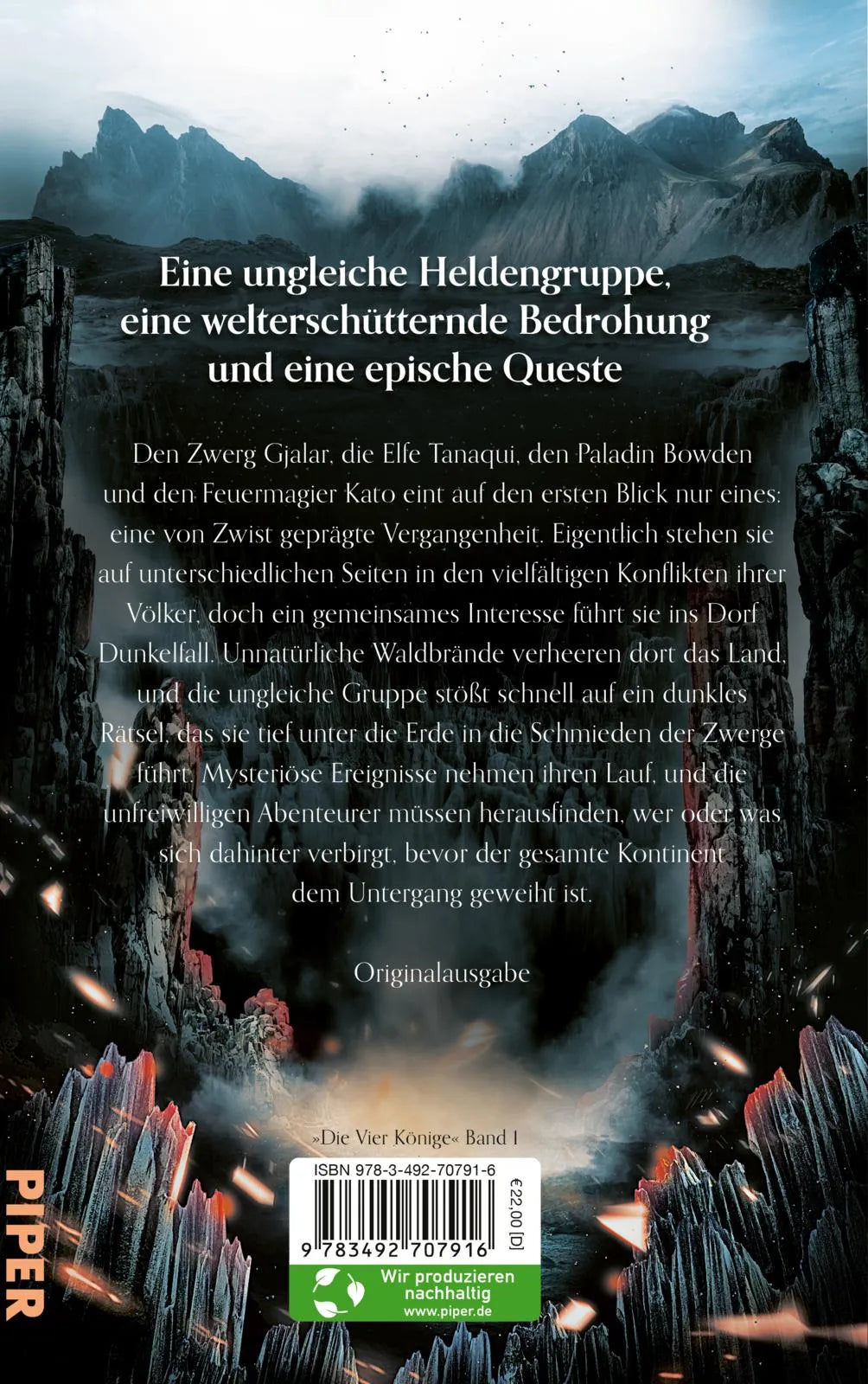 Buchrückseite von 'Flammenlied' mit Klappentext - Gebundene Ausgabe