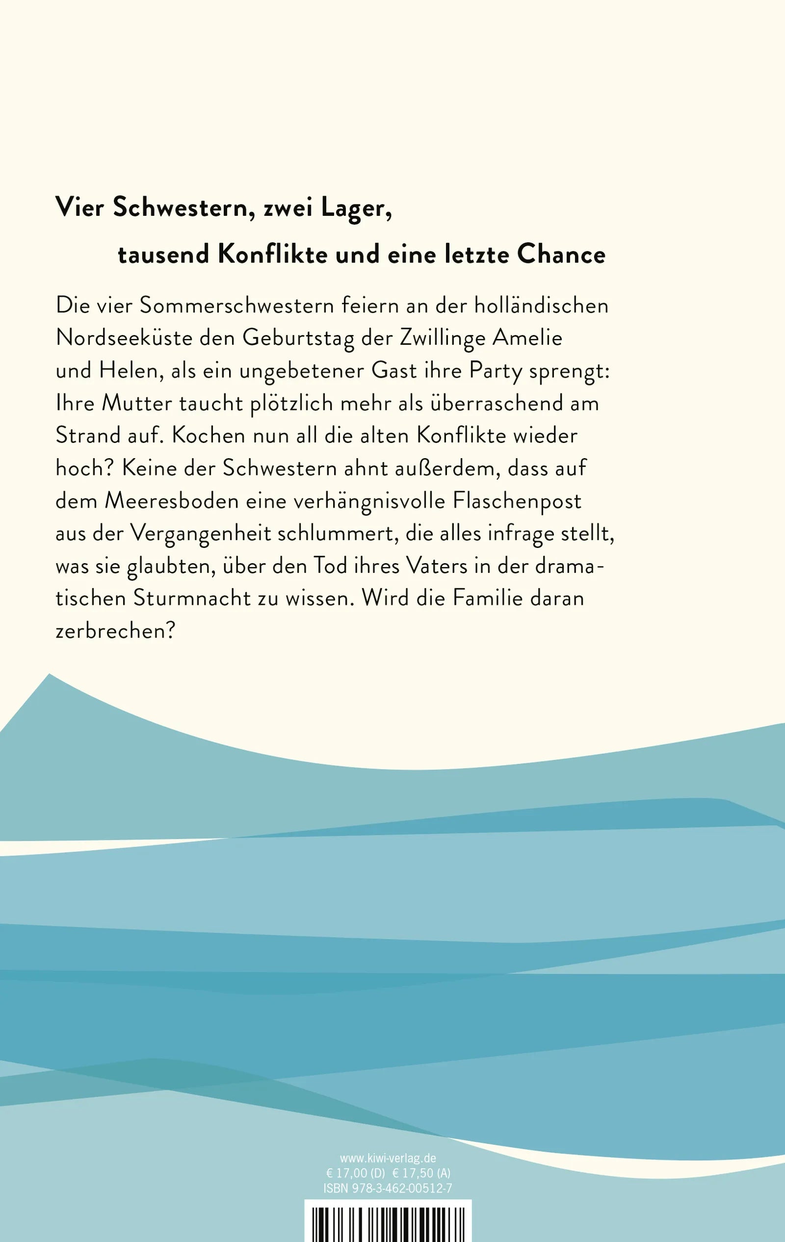 Buchrückseite von 'Flaschenpost aus der Vergangenheit - Die Sommerschwestern' mit Klappentext - Paperback
