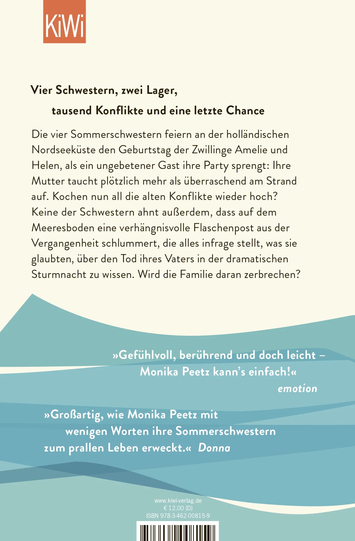 Buchrückseite von 'Flaschenpost aus der Vergangenheit - Die Sommerschwestern' mit Klappentext - Taschenbuch