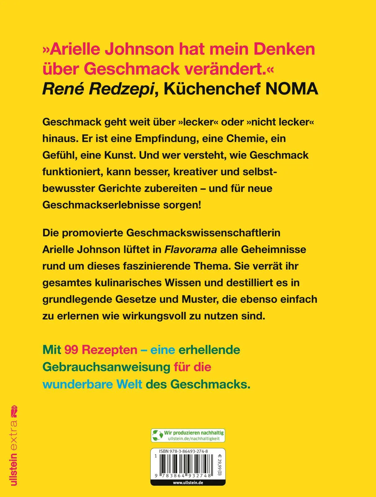 Buchrückseite von 'Flavorama' mit Klappentext - Gebundene Ausgabe