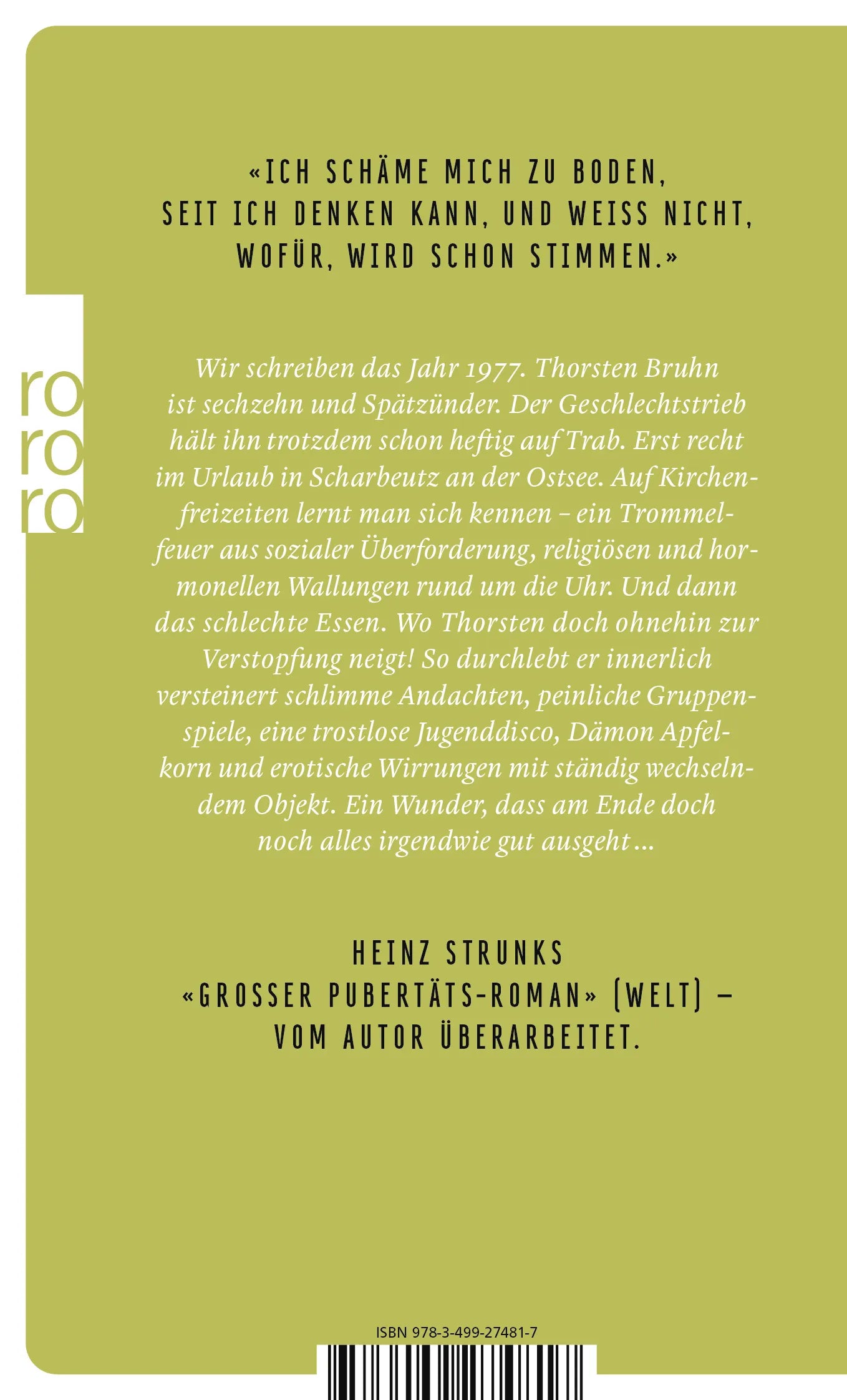 Buchrückseite von 'Fleckenteufel' mit Klappentext - Taschenbuch