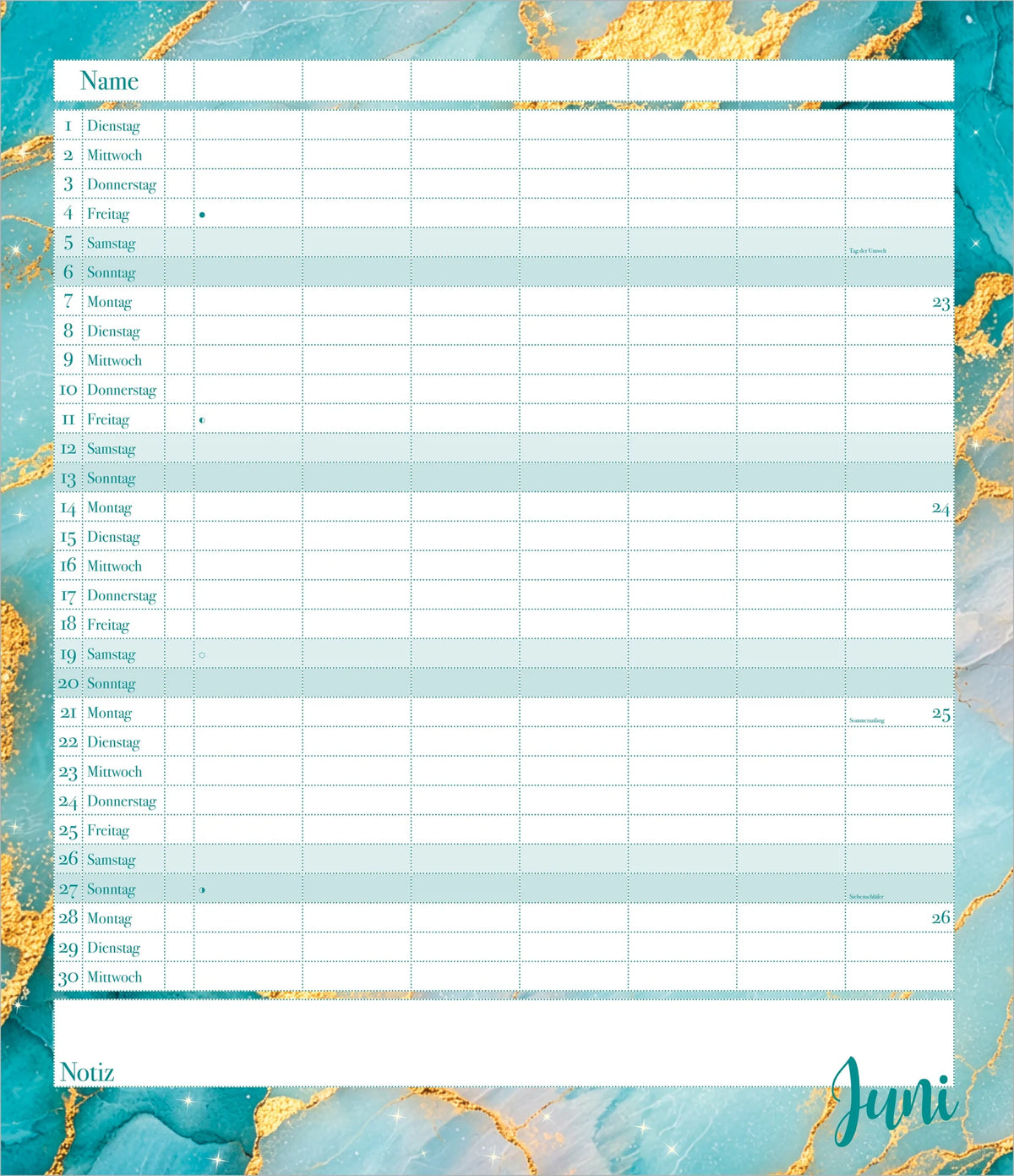 Flexiplaner Glamour 2027 – Ansicht