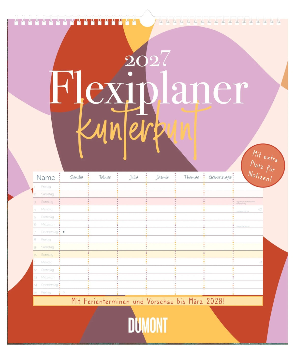 Familienplaner: Flexiplaner kunterbunt 2027
