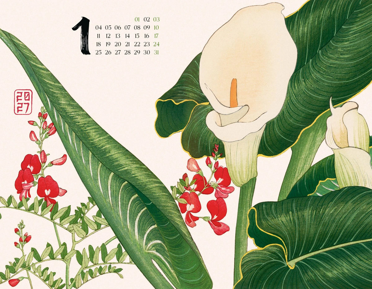 Flowers Kalender 2027 | Japanische Holzschnitte von Tanigami Konan – Ansicht