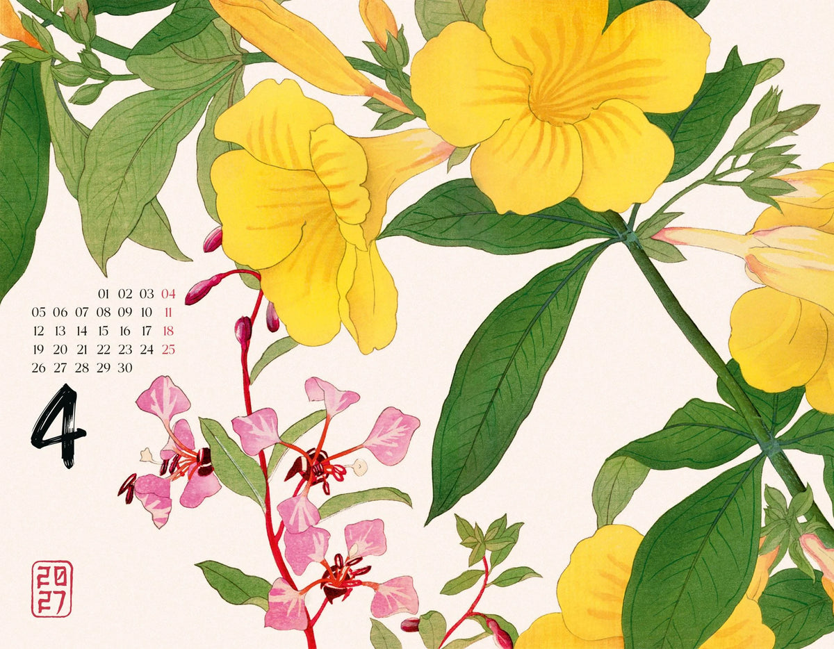 Flowers Kalender 2027 | Japanische Holzschnitte von Tanigami Konan – Ansicht