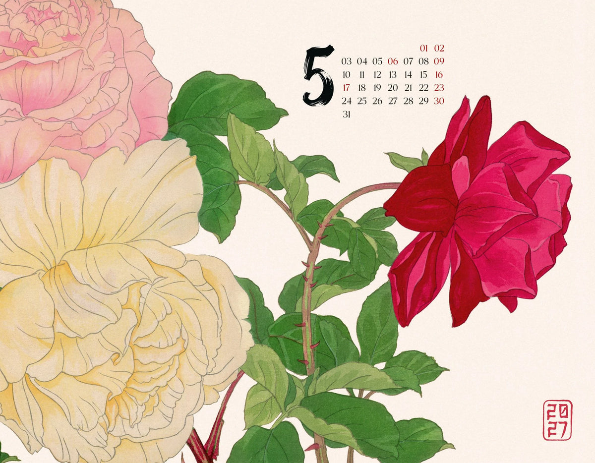 Flowers Kalender 2027 | Japanische Holzschnitte von Tanigami Konan – Ansicht