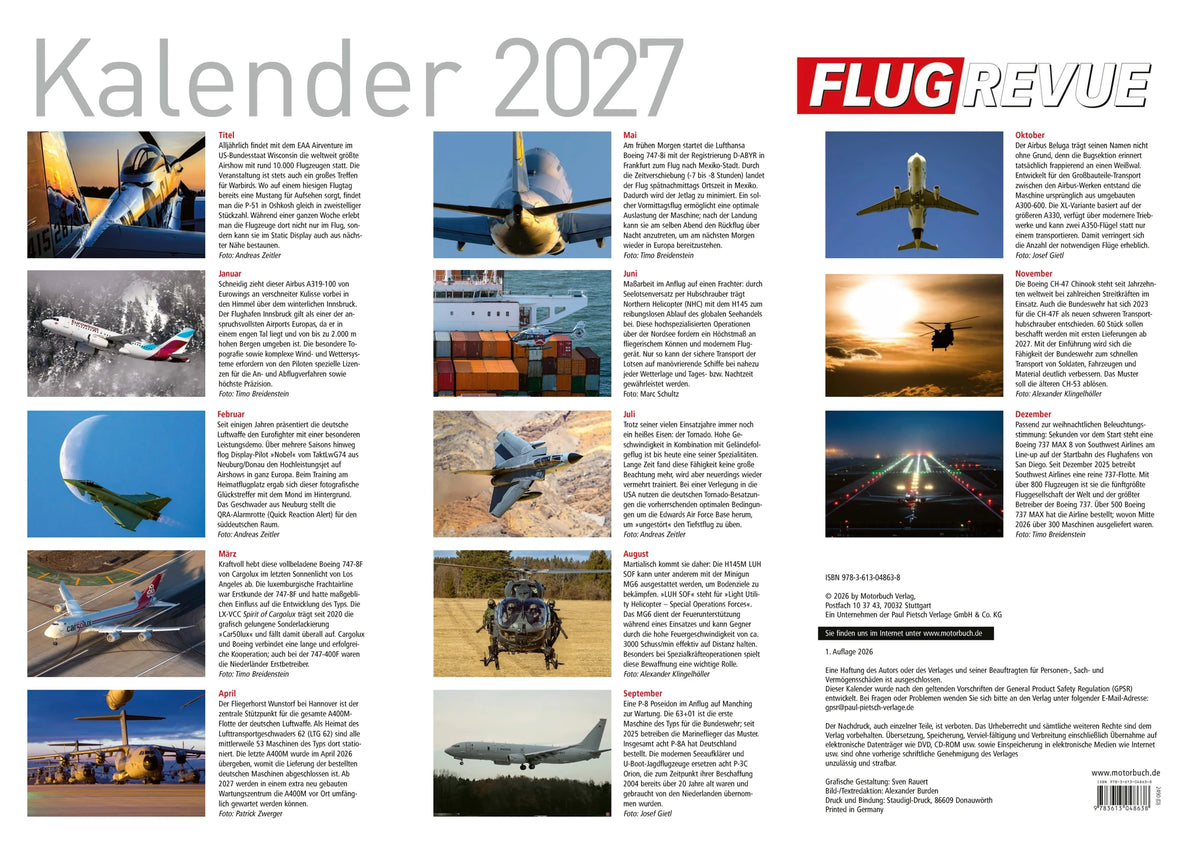 FLUG REVUE Kalender 2027 – Ansicht