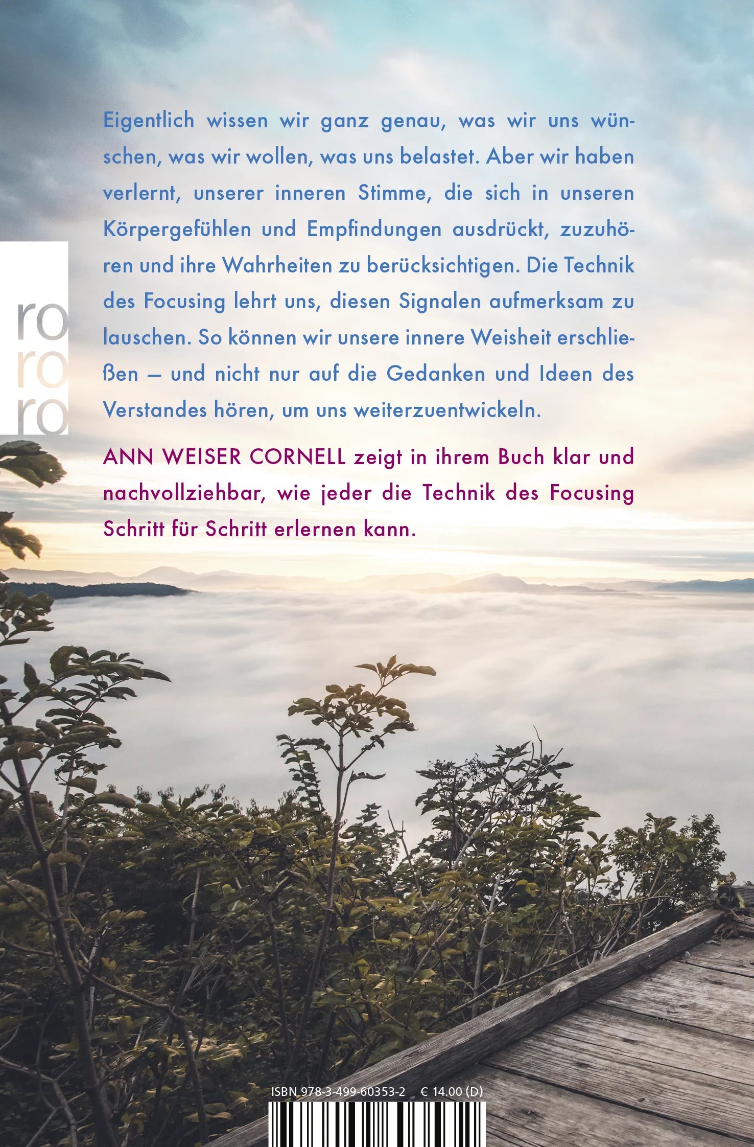 Buchrückseite von 'Focusing - Der Stimme des Körpers folgen' mit Klappentext - Taschenbuch