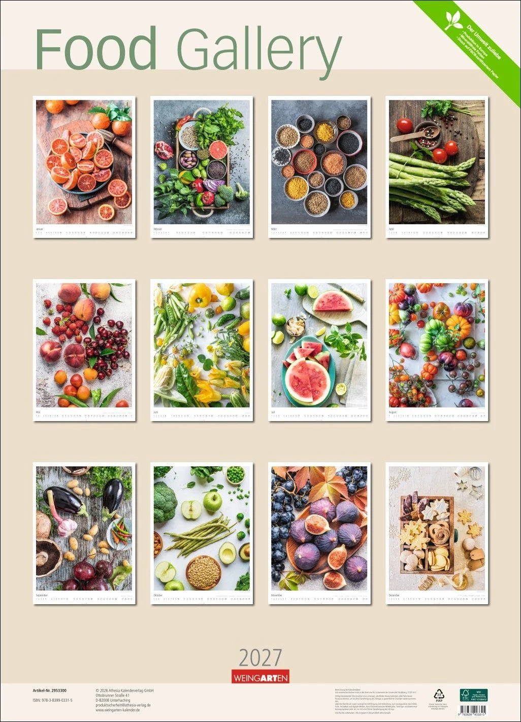 Food Gallery Kalender 2027 – Ansicht
