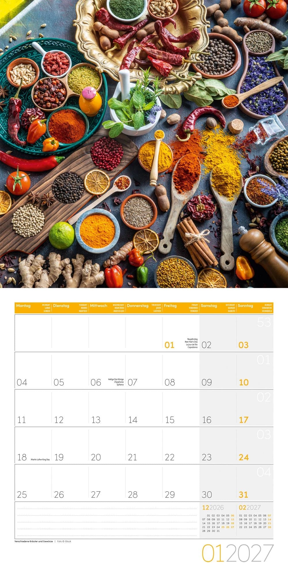 Food Kalender 2027 - 30x30 - Art12 – Ansicht
