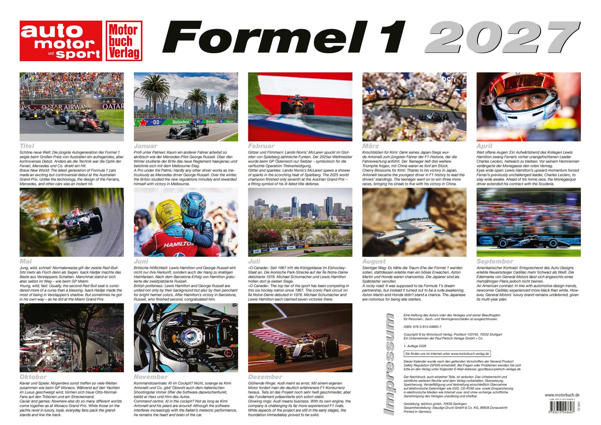 Formel 1 Kalender 2027 – Ansicht