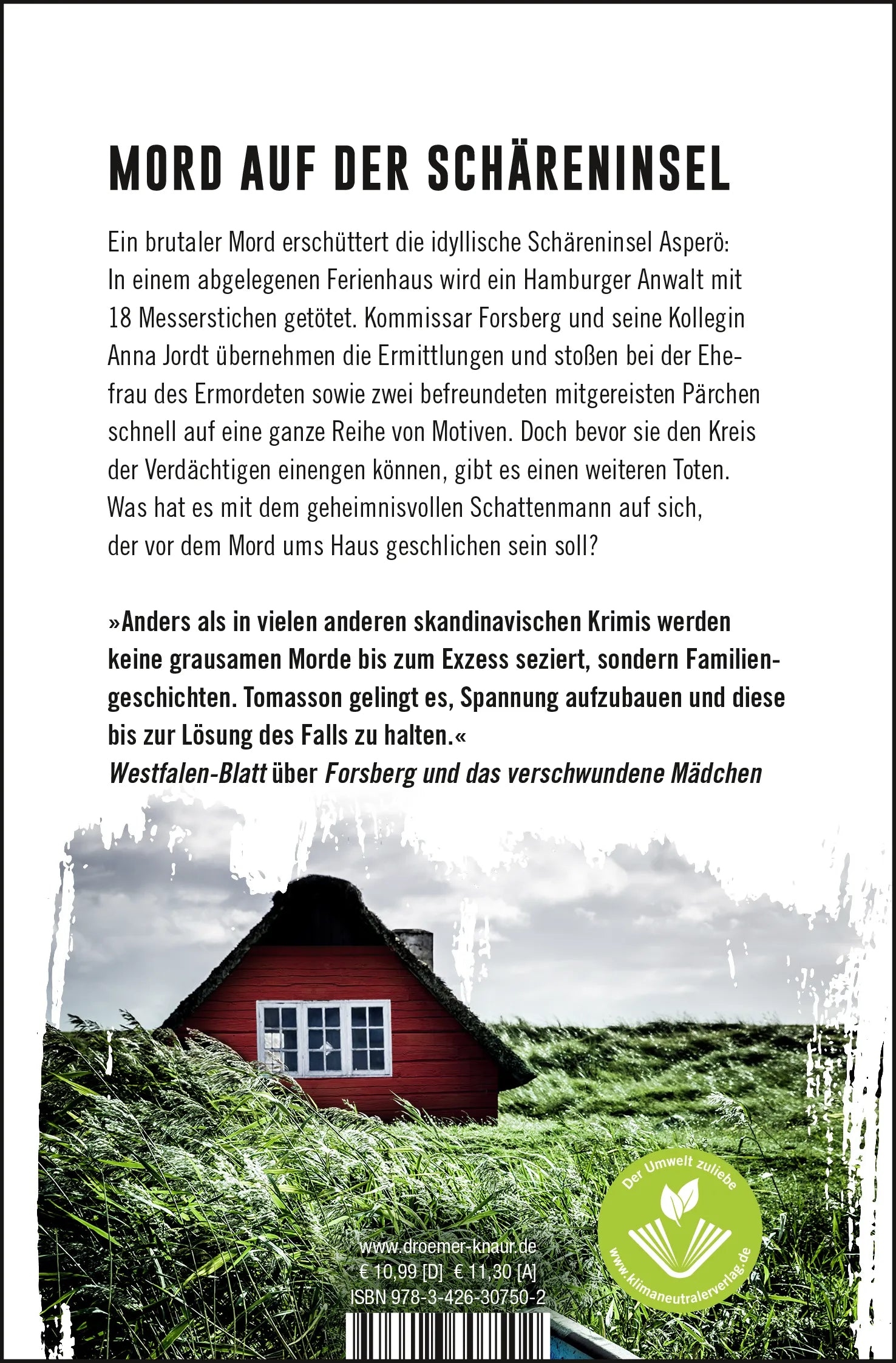 Buchrückseite von 'Forsberg und der Tote von Asperö' mit Klappentext - Taschenbuch