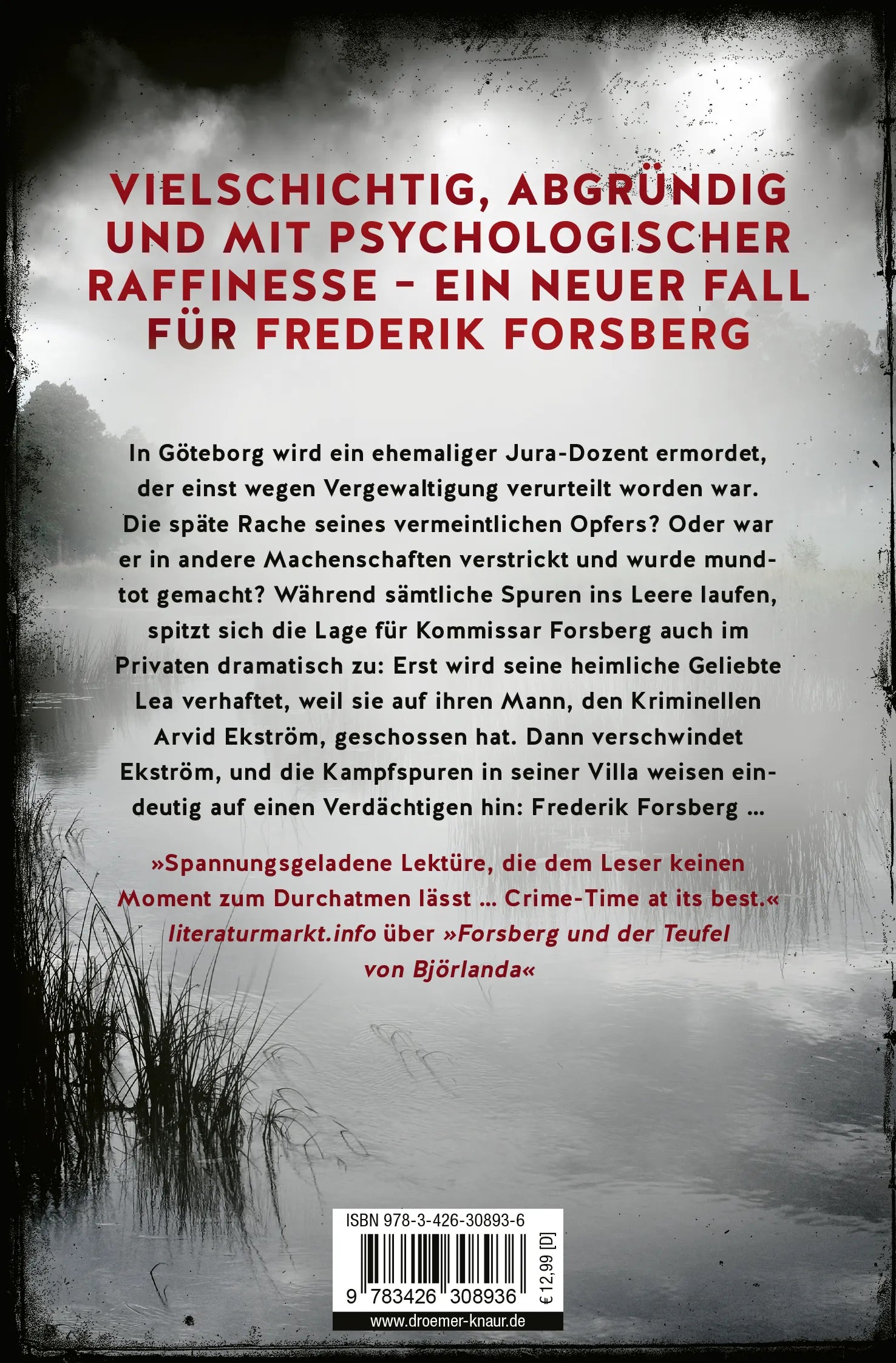 Buchrückseite von 'Forsberg und die Schatten von Trollhättan' mit Klappentext - Taschenbuch
