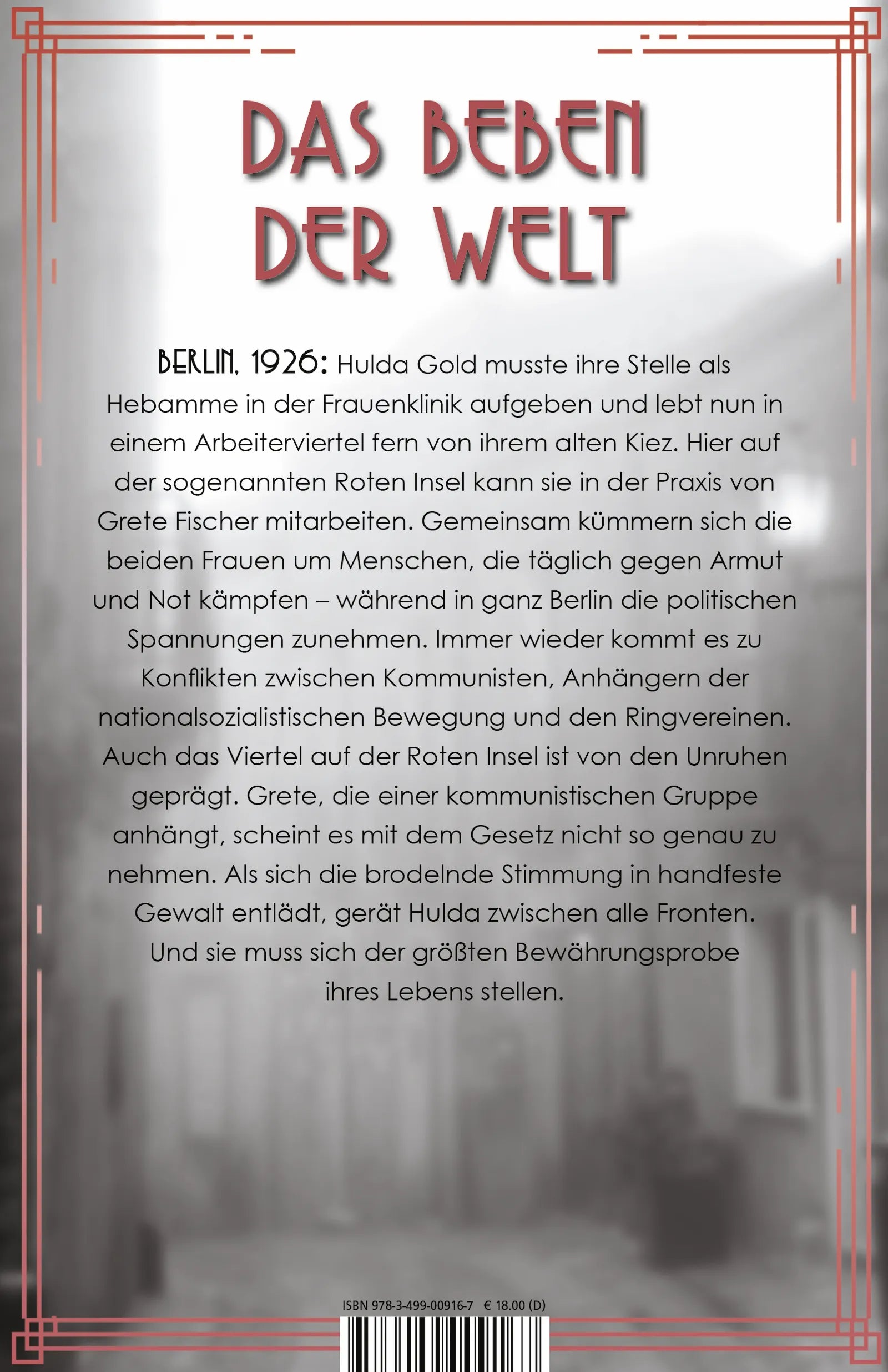 Buchrückseite von 'Fräulein Gold: Die Rote Insel' mit Klappentext - Paperback