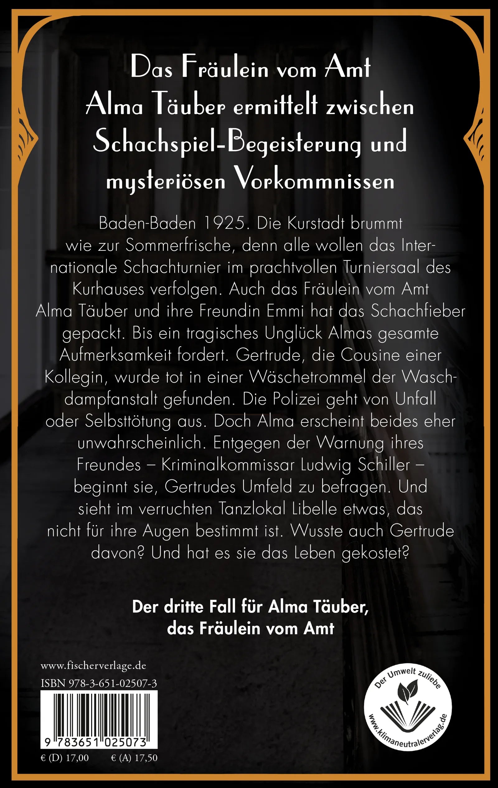 Buchrückseite von 'Fräulein vom Amt – Spiel auf Leben und Tod' mit Klappentext - Paperback