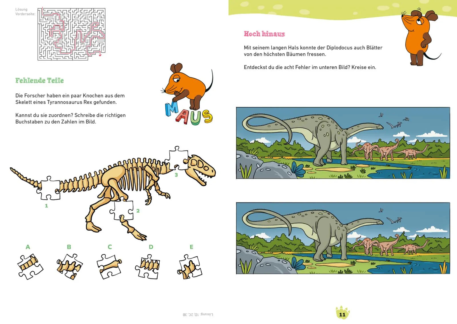 Produktansicht: Frag doch mal ... die Maus: Mein Rätselblock mit der Maus – Dinos (Taschenbuch)