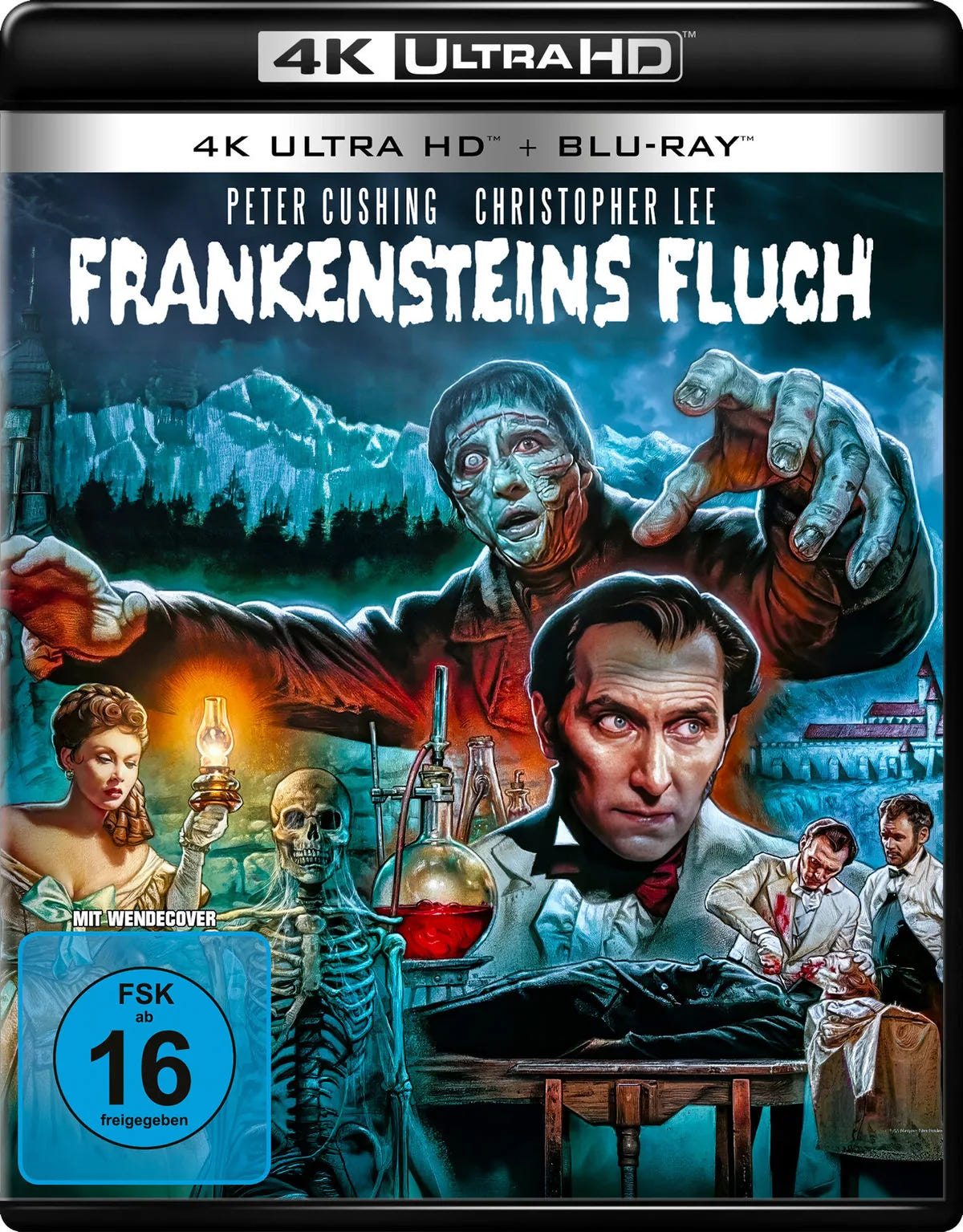 4K UHD Blu-ray-Cover: Frankensteins Fluch. Regie: Terence Fisher