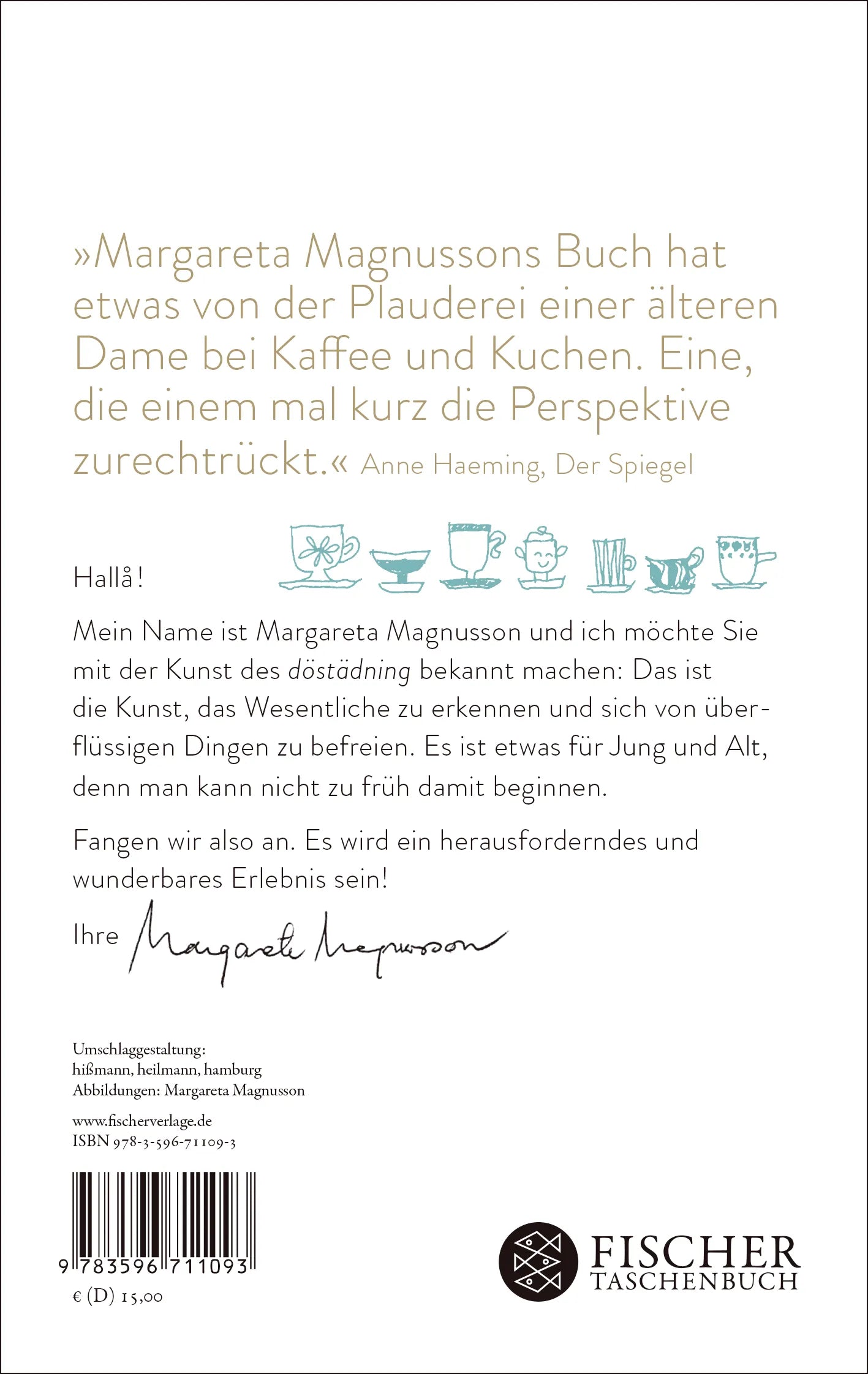 Buchrückseite von 'Frau Magnussons Kunst, die letzten Dinge des Lebens zu ordnen' mit Klappentext - Taschenbuch